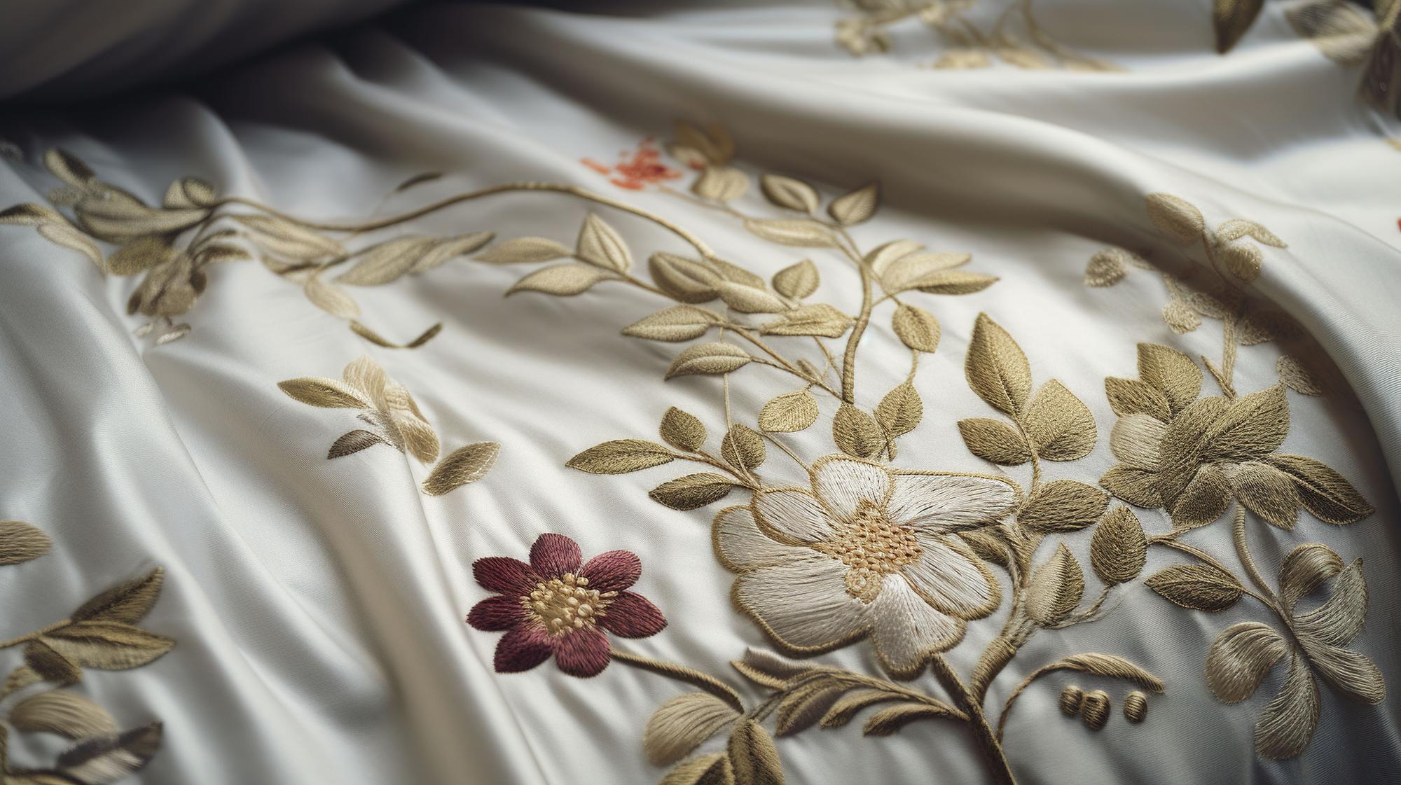 Elegancki haft monogramu na jedwabiu
